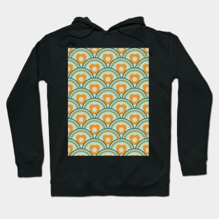 Retro Waves and Flowers Aqua, Teal, Orange Hoodie